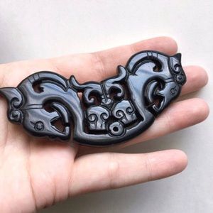 Carved black onyx pendant collar for jewelry makin